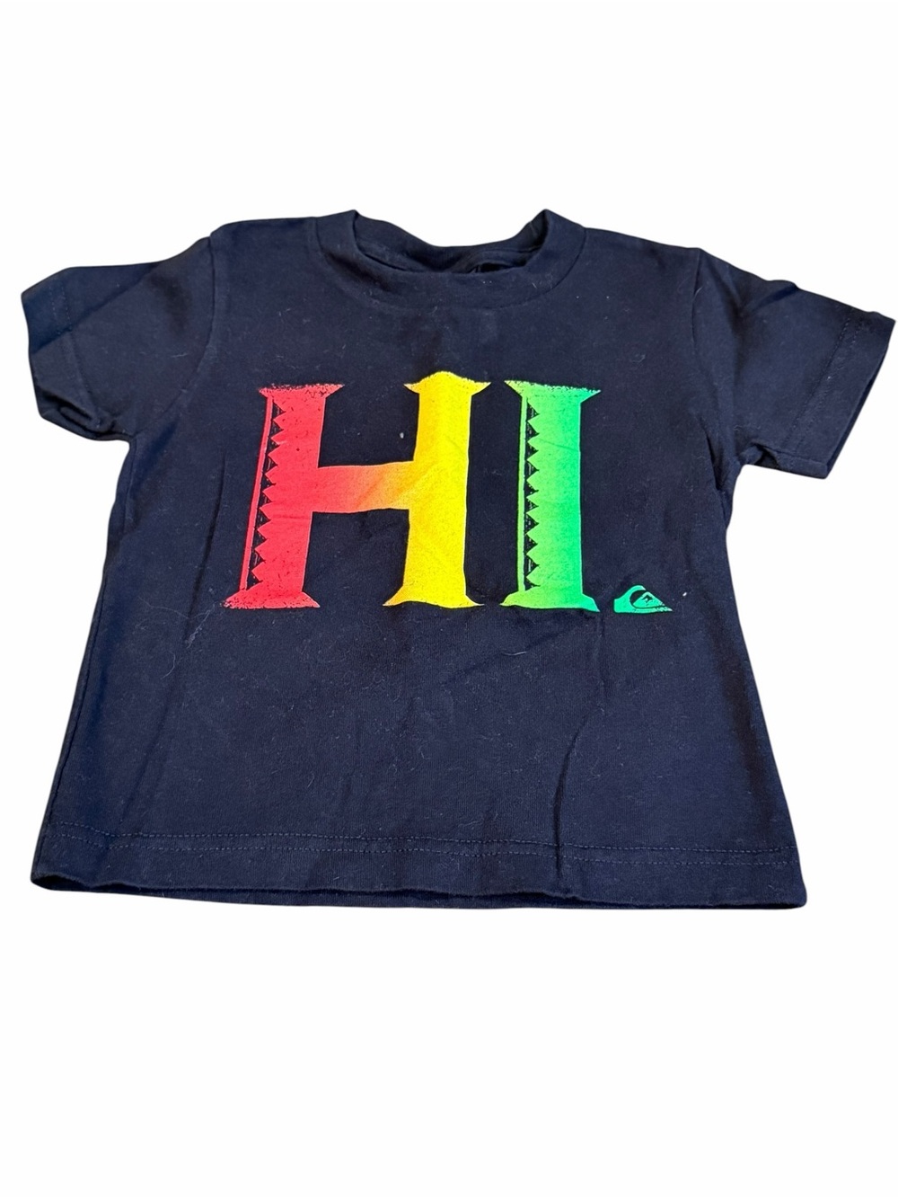 Quiksilver, Boys Navy Tshirt with Red, Yellow, & Green HI (Hawaii), Size 2T